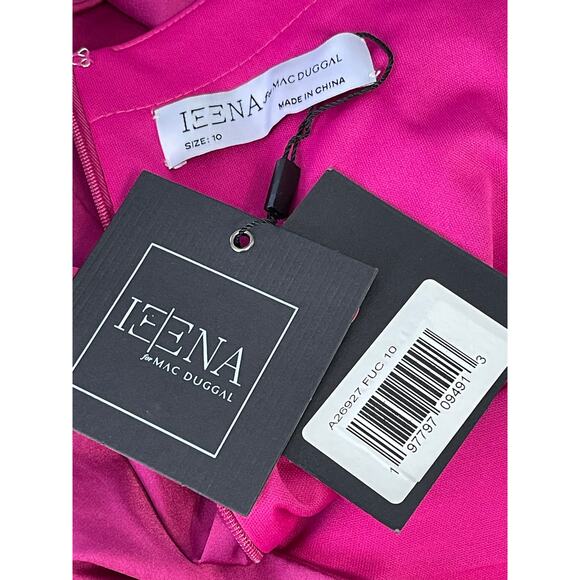 Ieena for Mac Duggal NEW Size 10 Style A26927 Fuchsia High Neck Midi Dress NWT - Picture 5 of 9